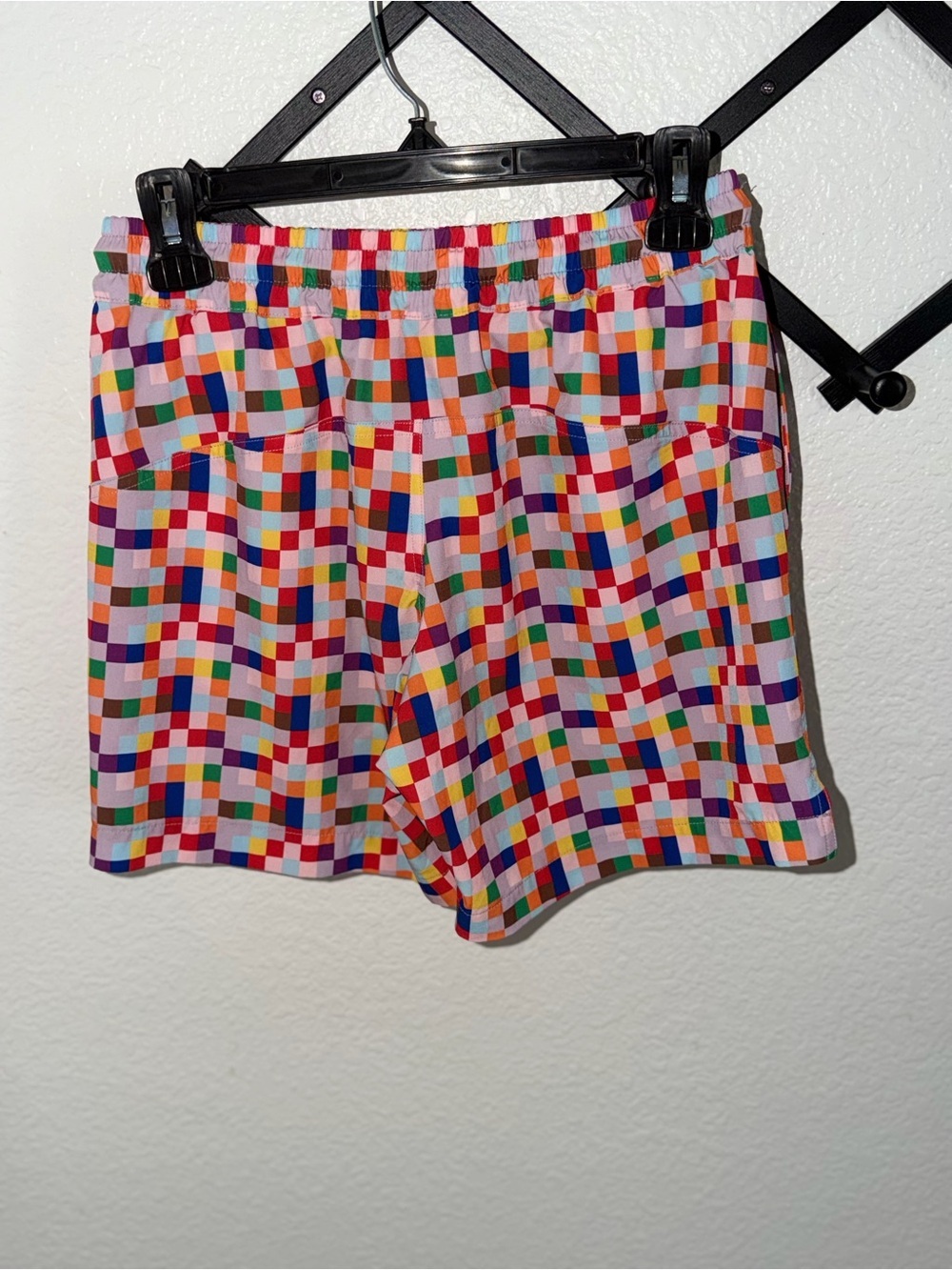 Humankind Pixel Check Swim Trunks Multicolor Drawstring Shorts Size S - Picture 4 of 4
